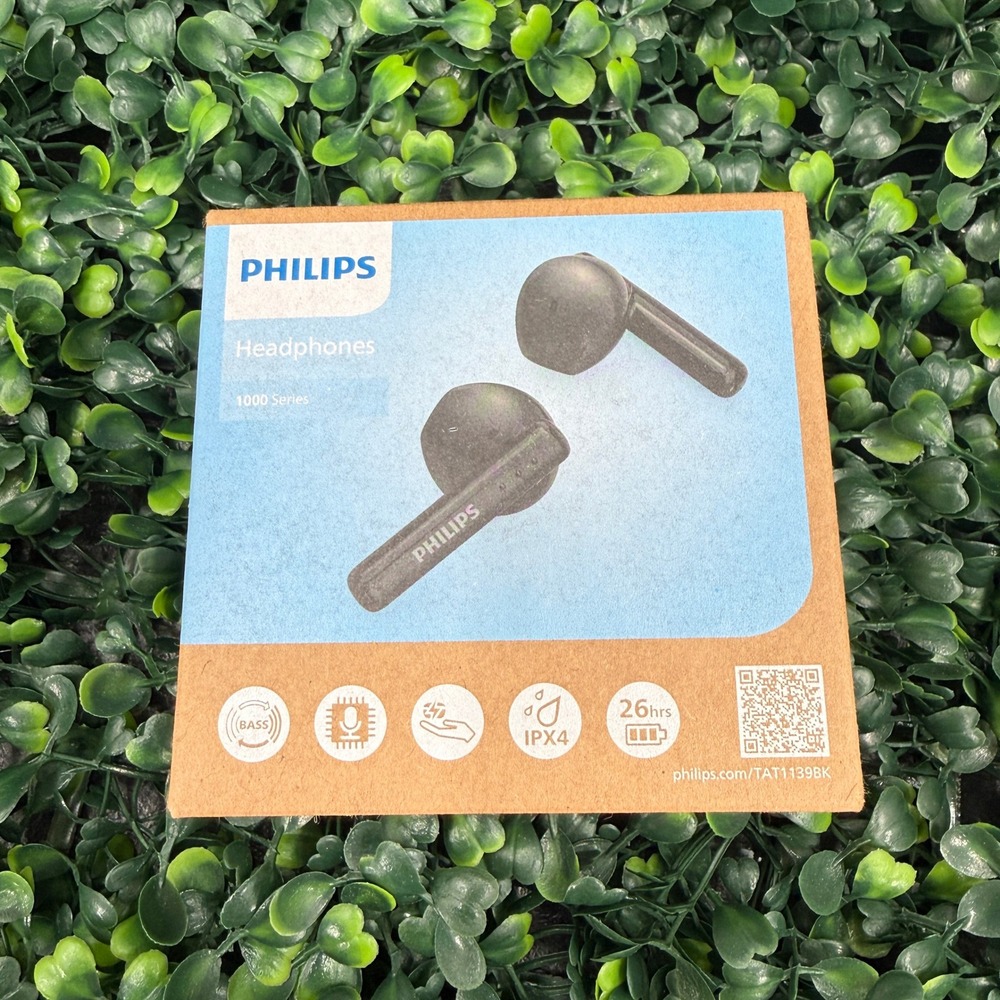 Philips 1000 Series True Wireless Headphones Black TAT1139BK IPX4 26hr Battery